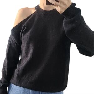 27 Miles Malibu Cashmere Cut Out Sweater Black XS Cozy Grunge Relaxed Designer‎